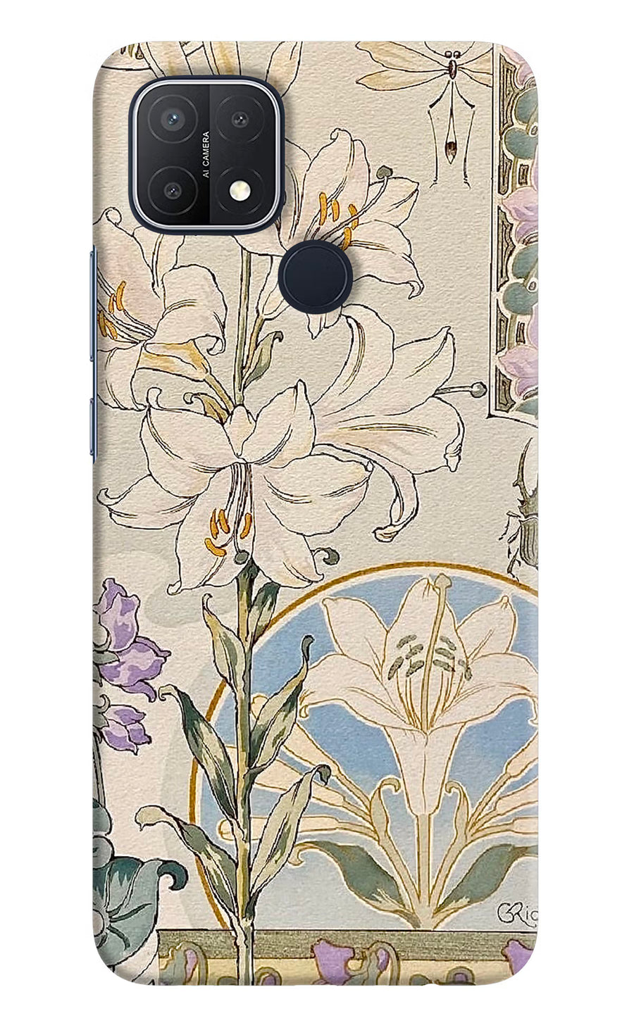 White Lily Oppo A15/A15s Back Cover, Hard case
