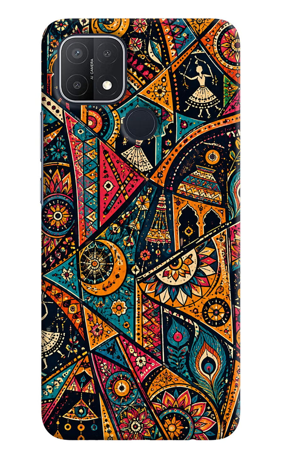 Folk Print Oppo A15/A15s Back Cover, Hard case
