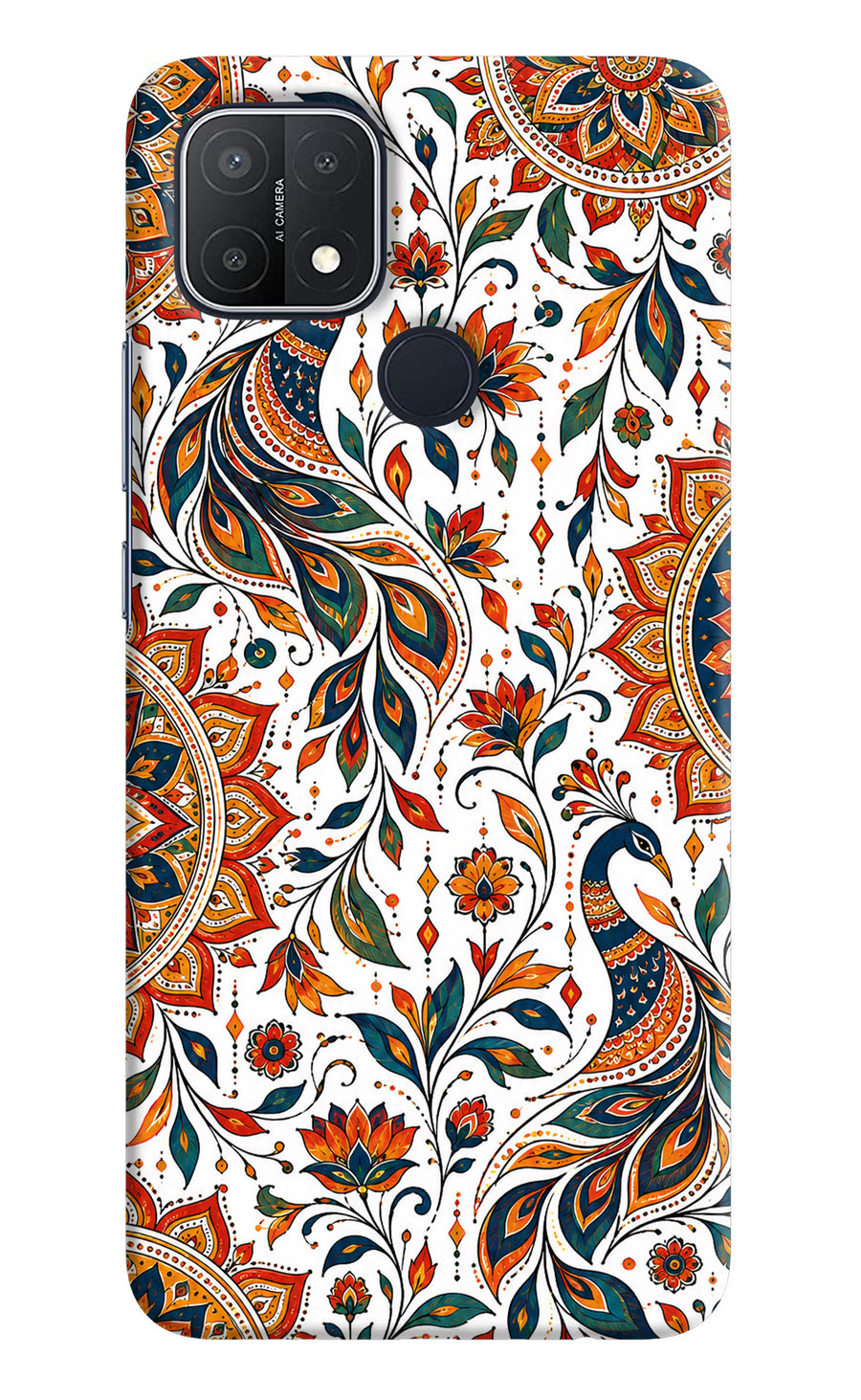White Mayura Oppo A15/A15s Back Cover, Hard case