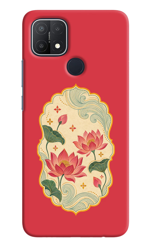 Pink Lotus Oppo A15/A15s Hard Case Back Cover by Casekaro