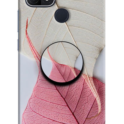 White Pink Leaf Oppo A15/A15s Pop Case by Casekaro