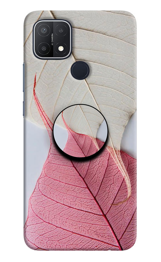 White Pink Leaf Oppo A15/A15s Pop Case by Casekaro