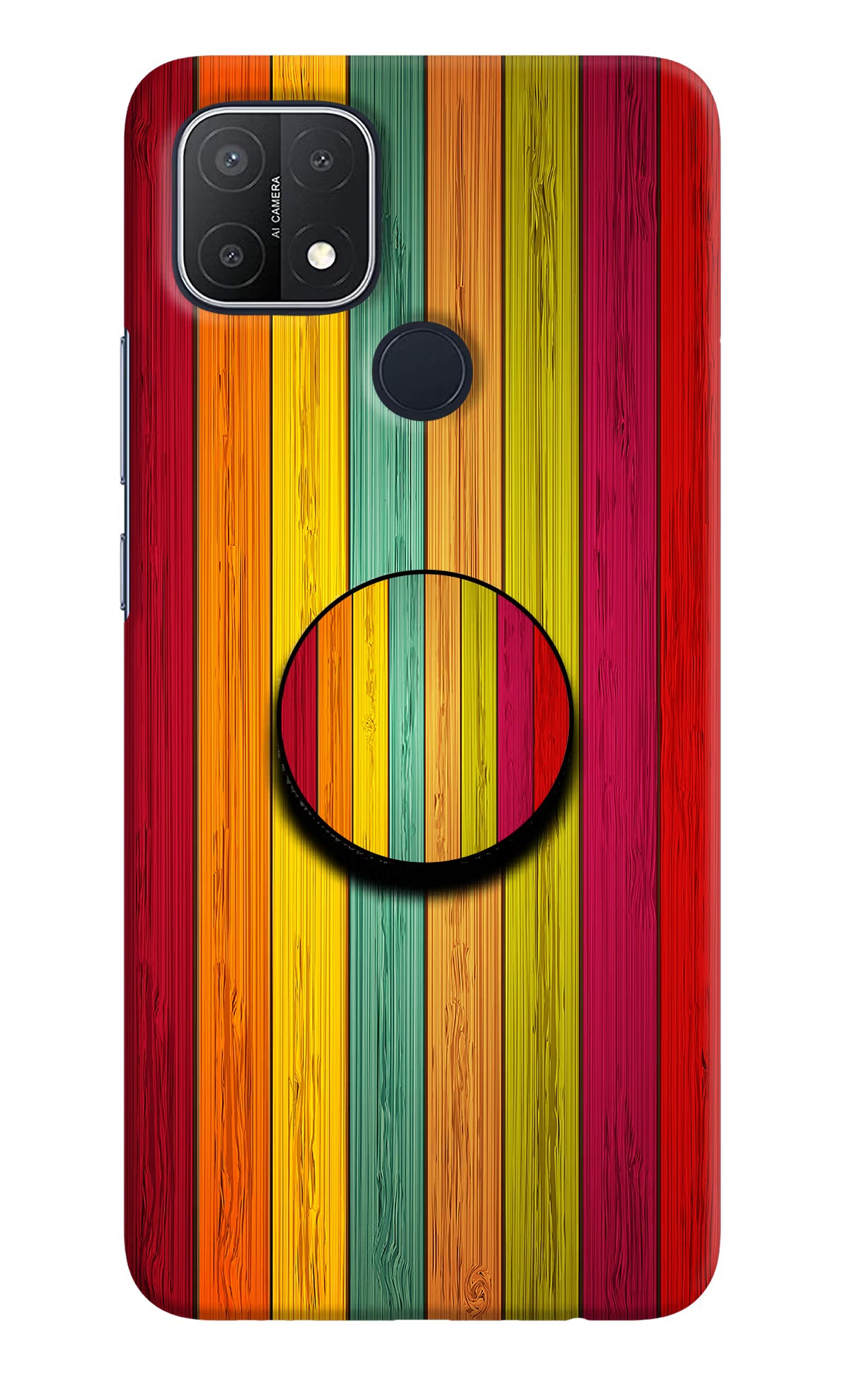 Multicolor Wooden Oppo A15/A15s Pop Case by Casekaro