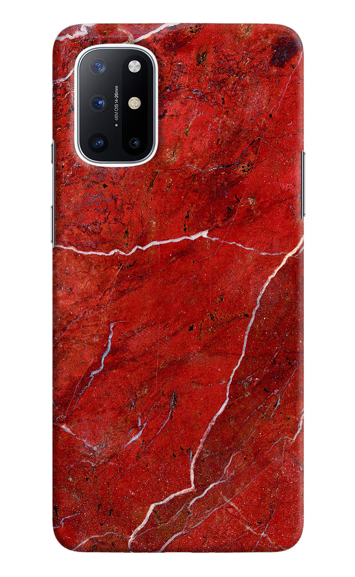 Red Marble Design Oneplus 8T Hard Case Back Cover by Casekaro