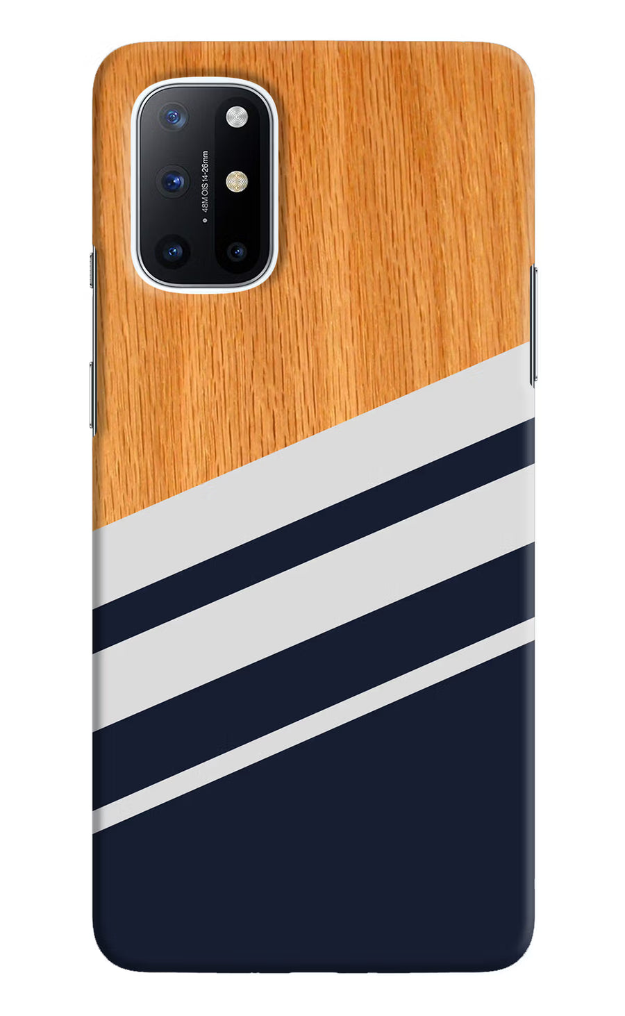 Blue and white wooden Oneplus 8T Back Cover, Hard case