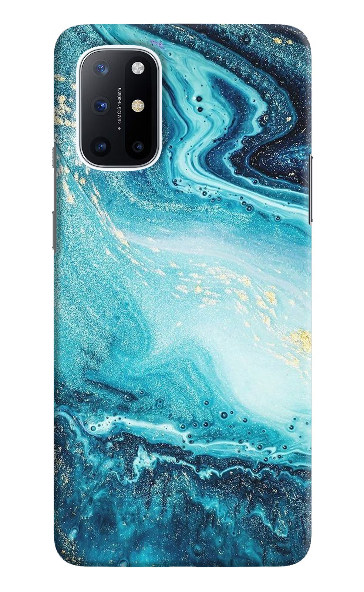 Blue Glitter Marble Oneplus 8T Hard Case Back Cover by Casekaro