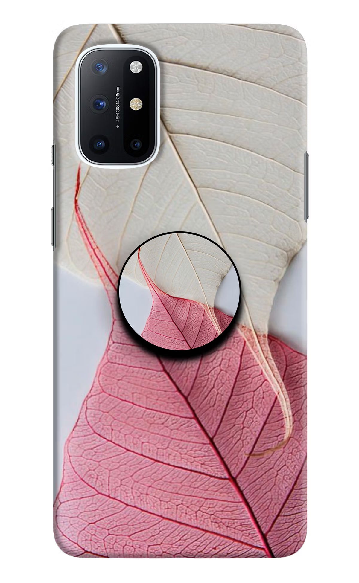 White Pink Leaf Oneplus 8T Pop Case by Casekaro