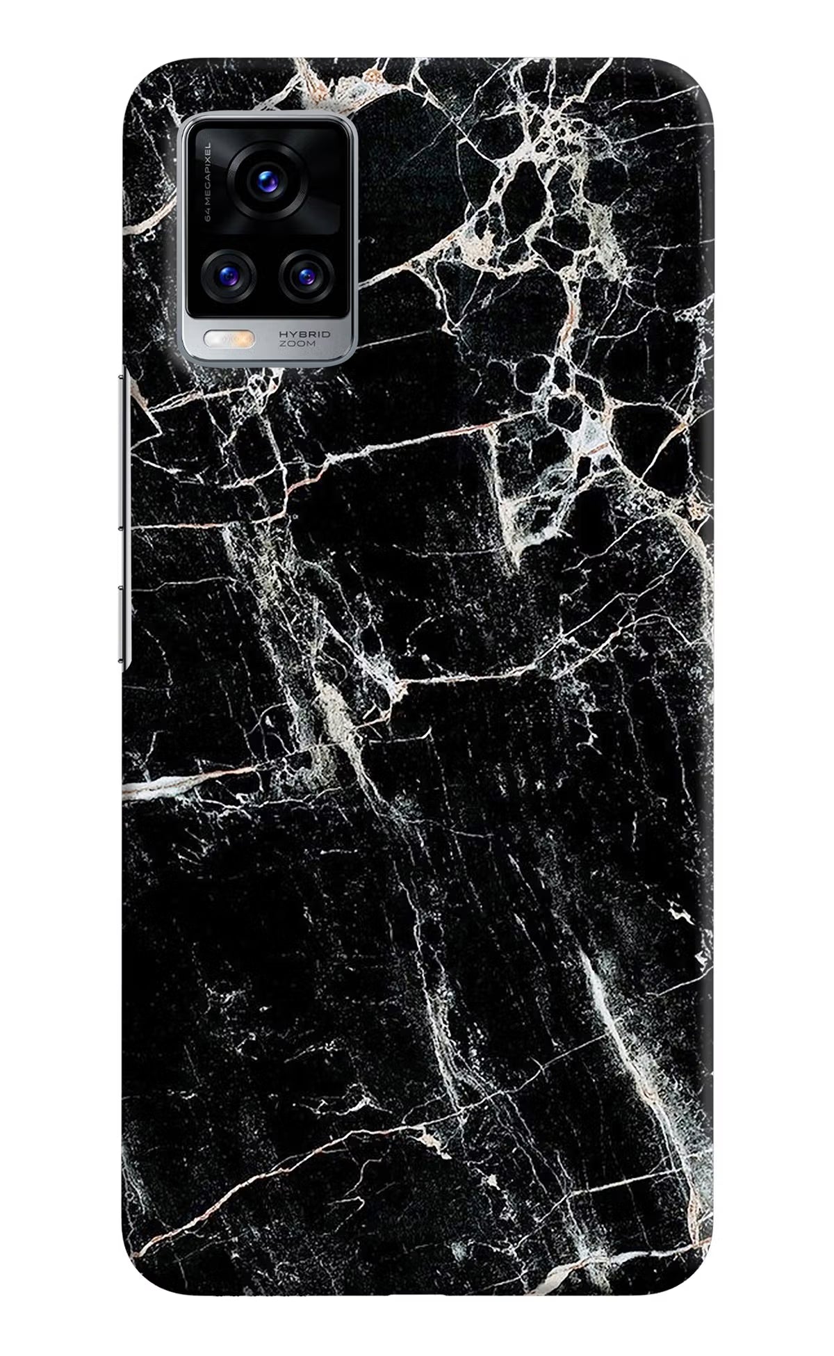 Black Marble Texture Vivo V20 Pro Hard Case Back Cover by Casekaro