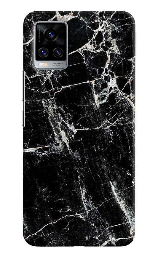 Black Marble Texture Vivo V20 Pro Hard Case Back Cover by Casekaro