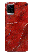 Red Marble Design Vivo V20 Pro Hard Case Back Cover by Casekaro