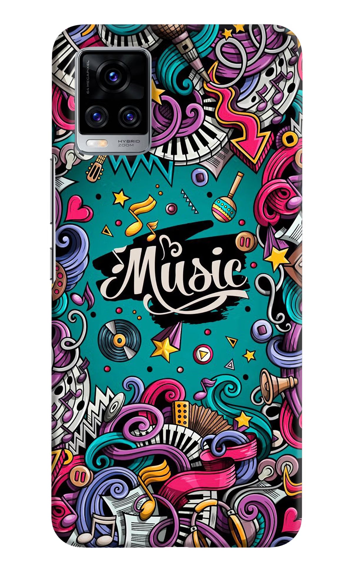 Music Graffiti Vivo V20 Pro Hard Case Back Cover by Casekaro