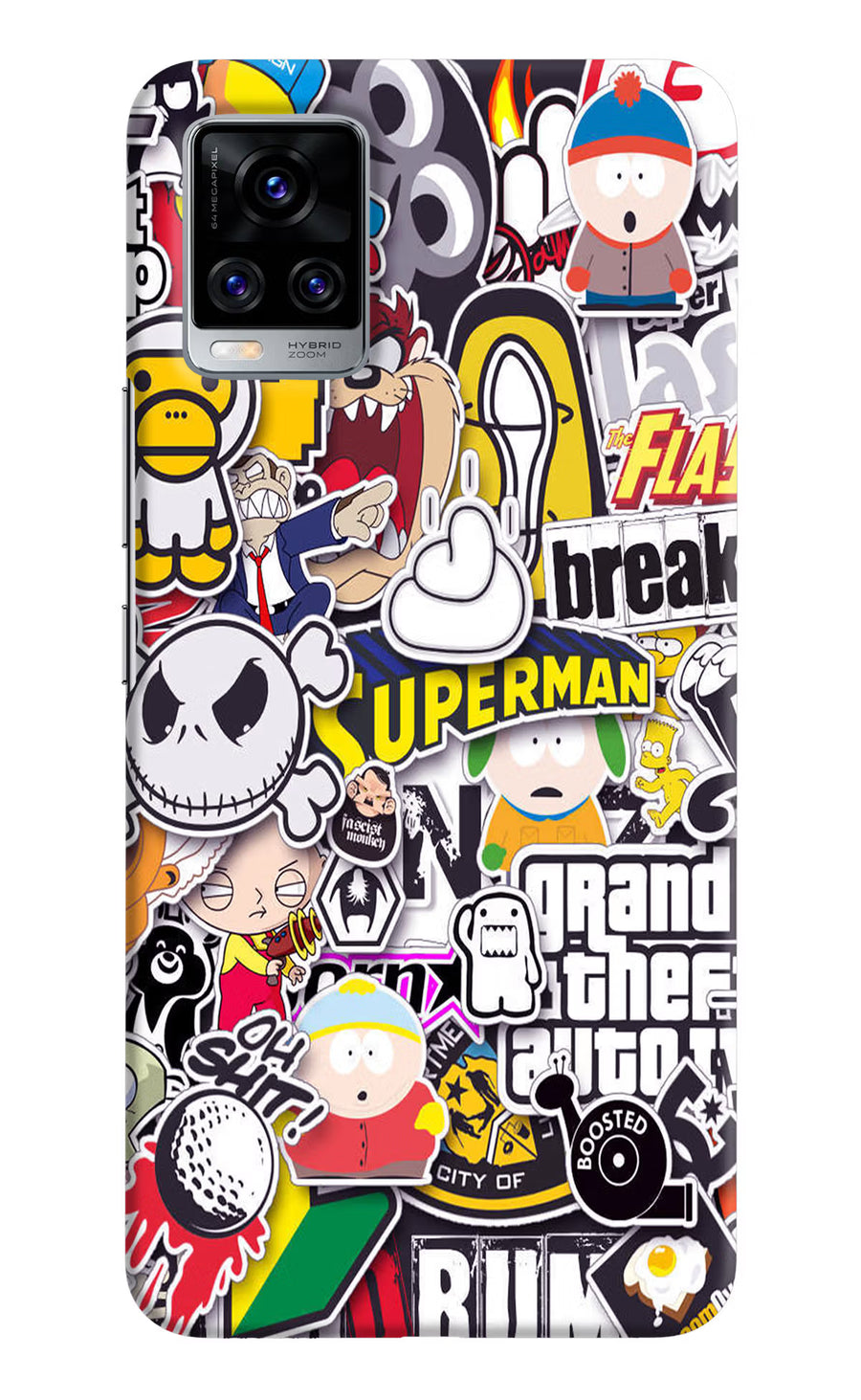 Sticker Bomb Vivo V20 Pro Back Cover, Hard case
