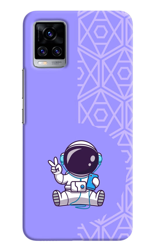 Cute Astronaut Chilling Vivo V20 Pro Hard Case Back Cover by Casekaro