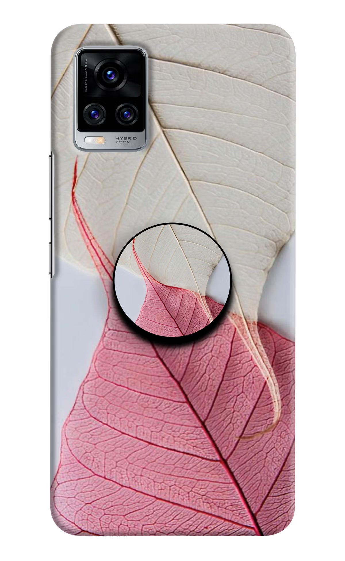 White Pink Leaf Vivo V20 Pro Pop Case by Casekaro