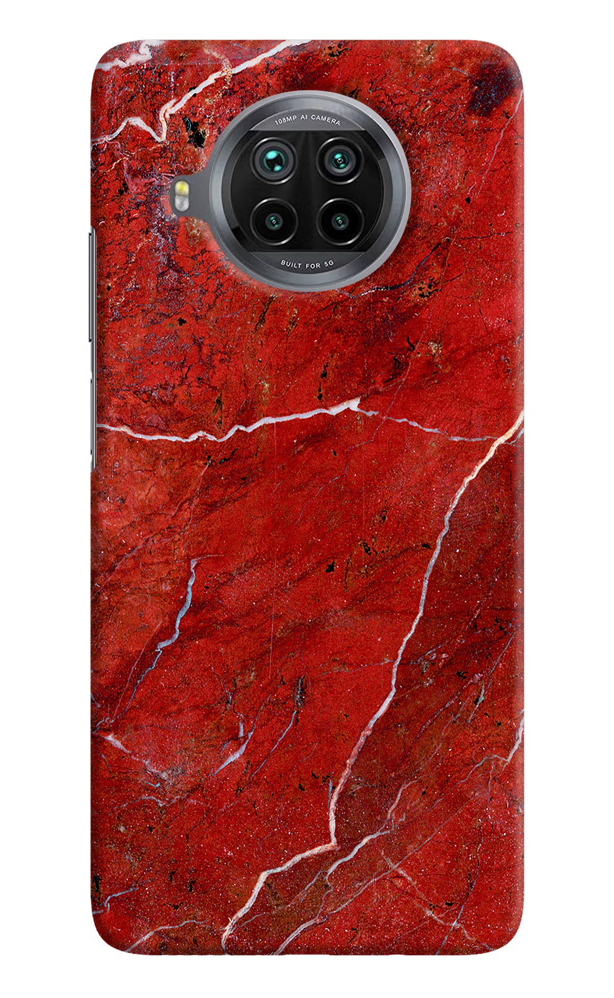 Red Marble Design Mi 10i Hard Case Back Cover by Casekaro