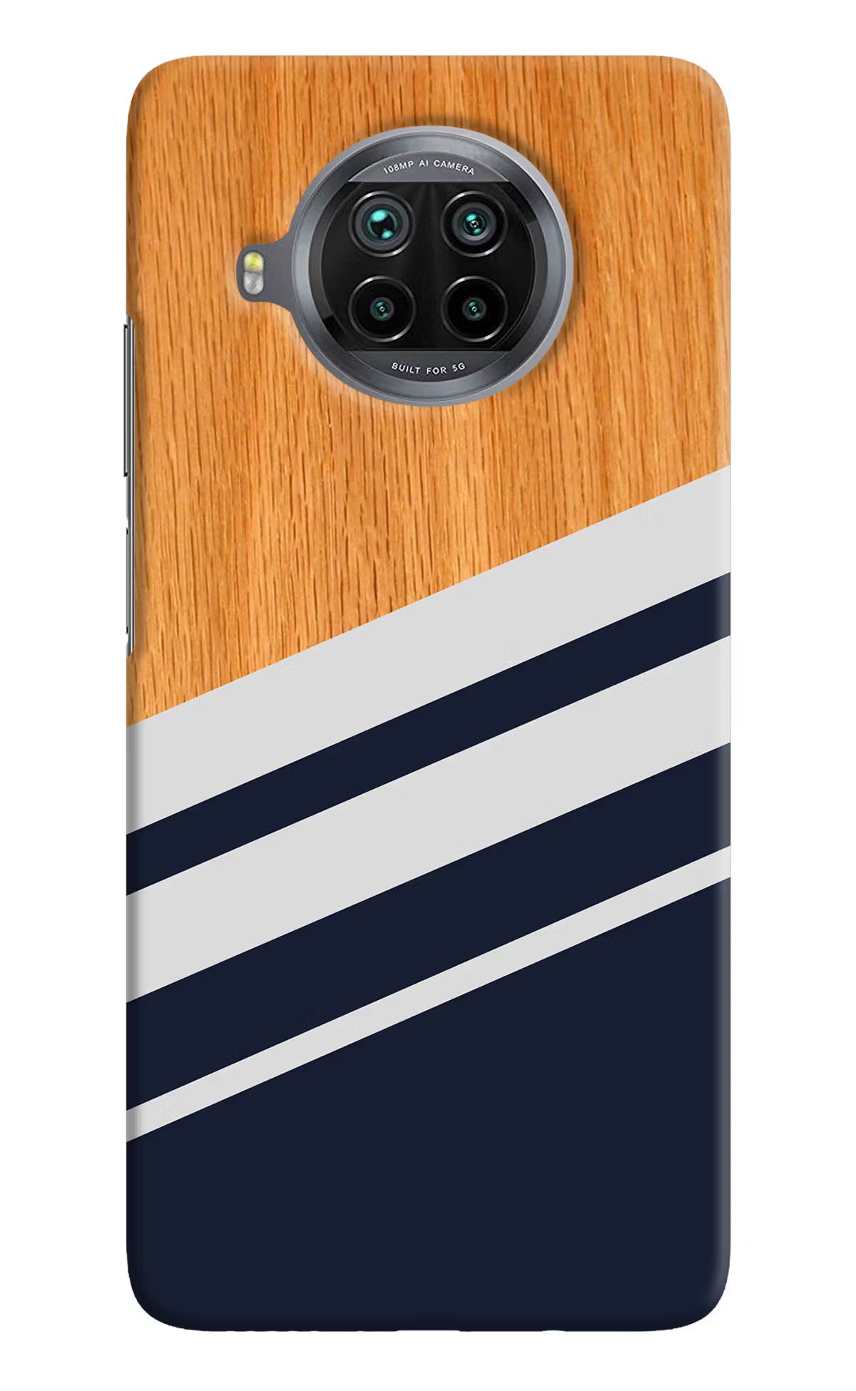 Blue and white wooden Mi 10i Hard Case Back Cover by Casekaro