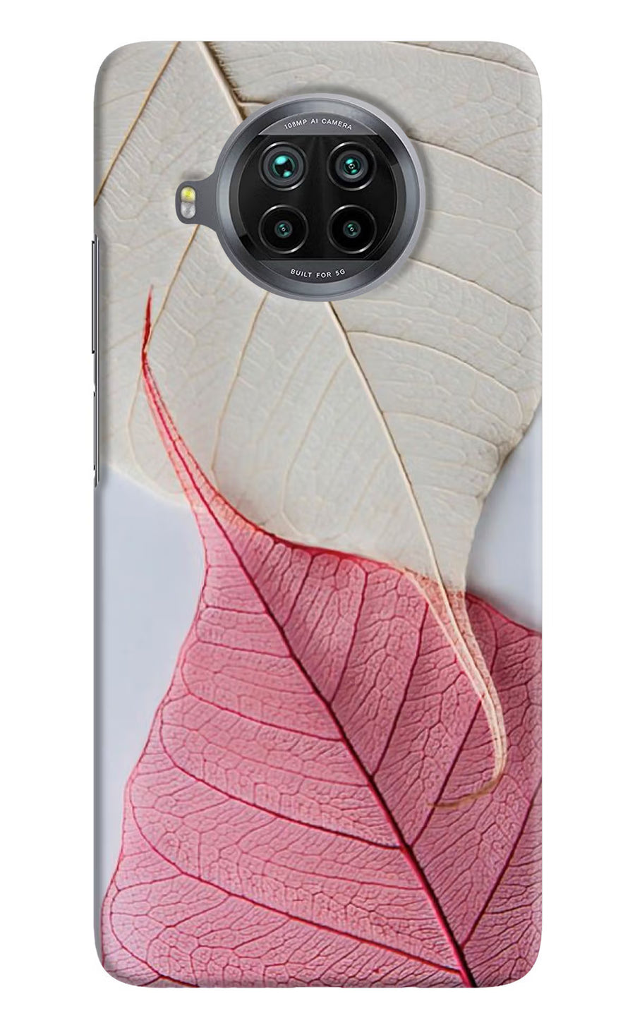 White Pink Leaf Mi 10i Back Cover, Hard case