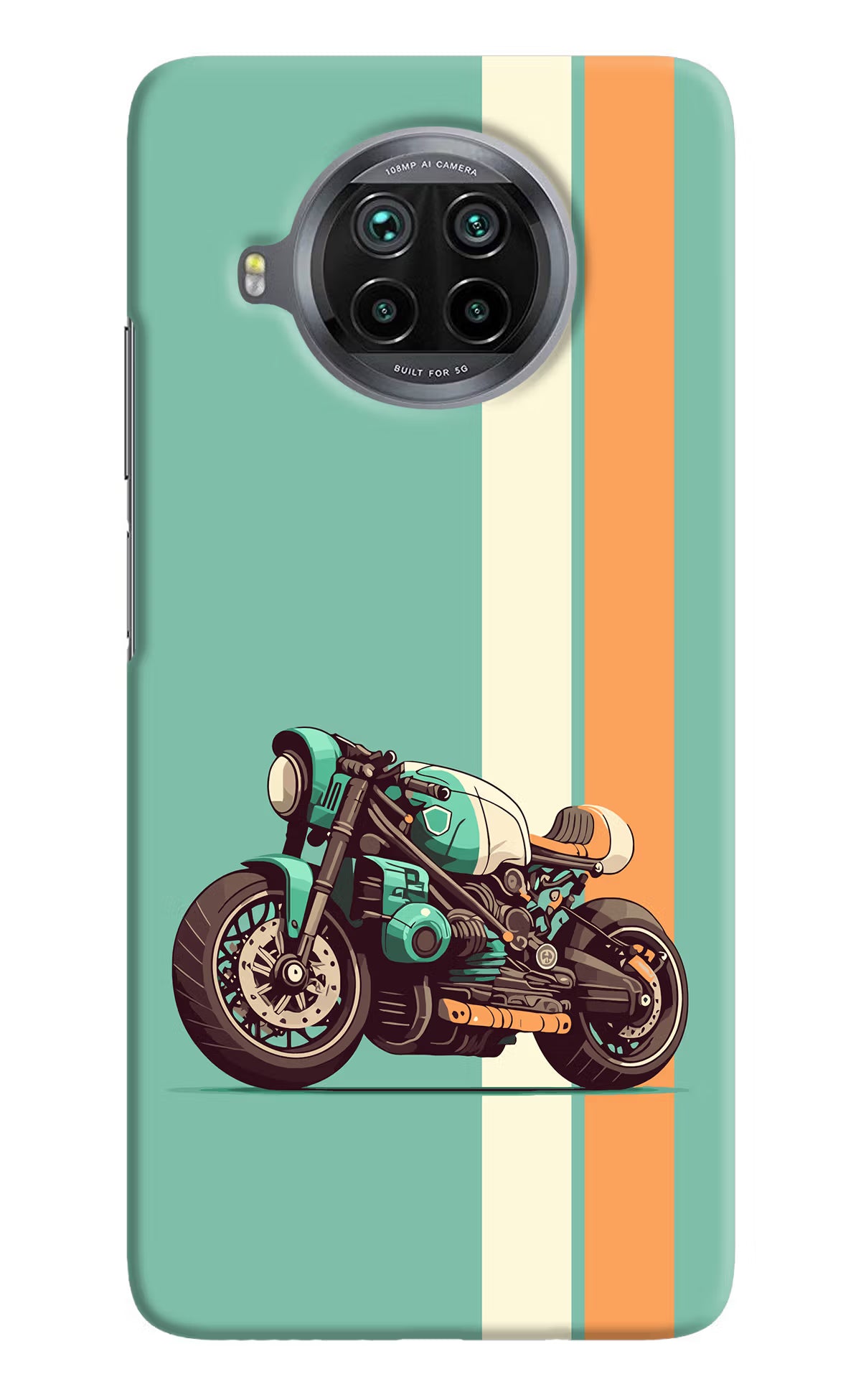 Striped Moto Drift Mi 10i Hard Case Back Cover by Casekaro