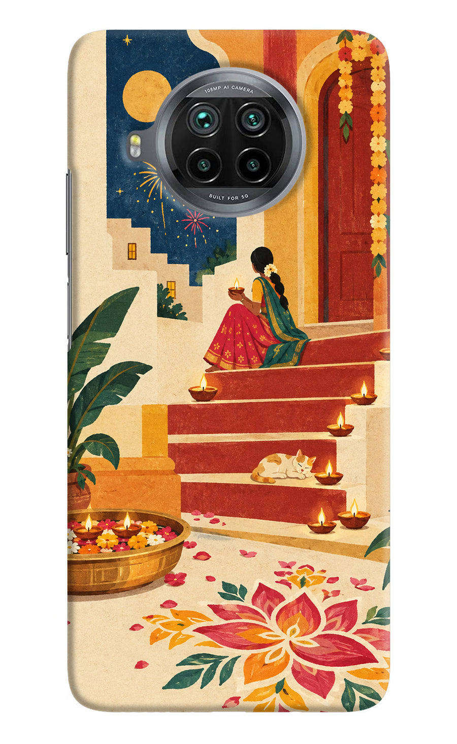 Diwali Rangoli Mi 10i Back Cover, Hard case