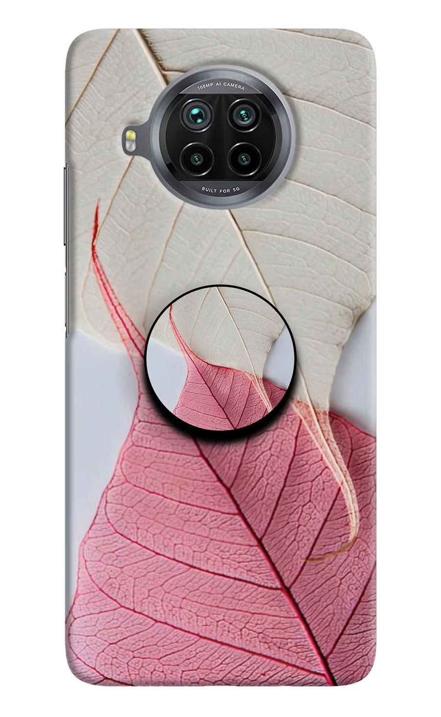 White Pink Leaf Mi 10i Pop Case, Hard case