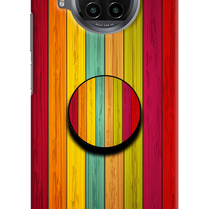 Multicolor Wooden Mi 10i Pop Case by Casekaro