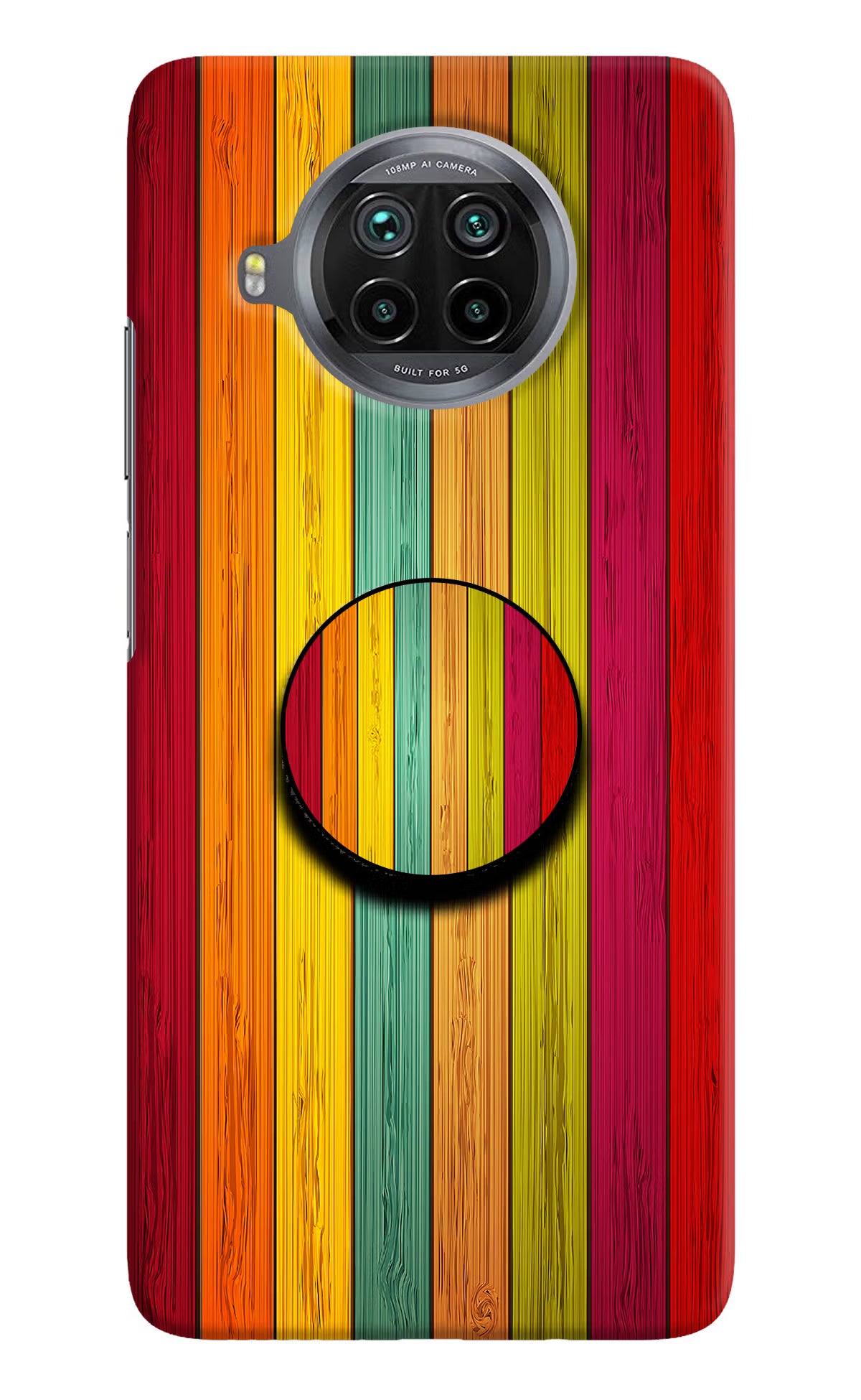 Multicolor Wooden Mi 10i Pop Case by Casekaro