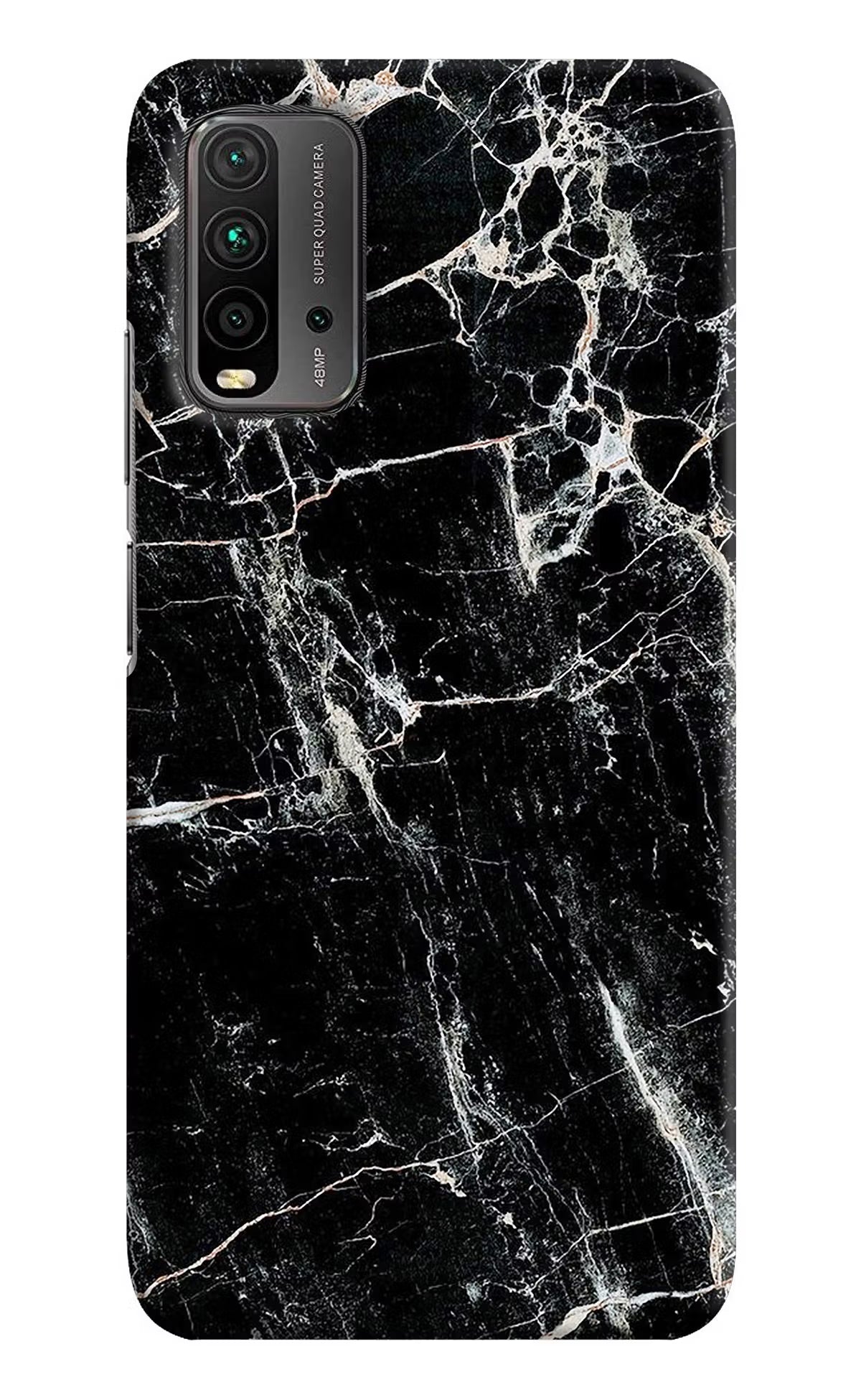 Black Marble Texture Redmi 9 Power Hard Case Back Cover by Casekaro