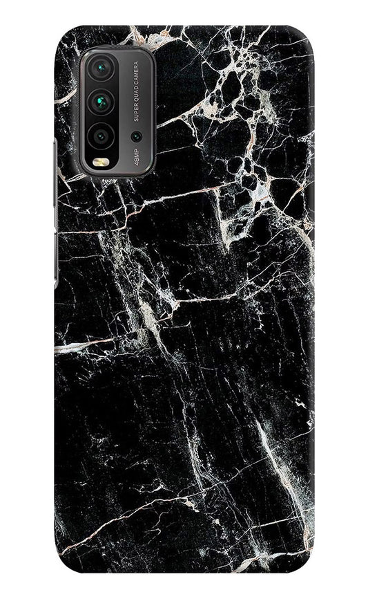 Black Marble Texture Redmi 9 Power Hard Case Back Cover by Casekaro