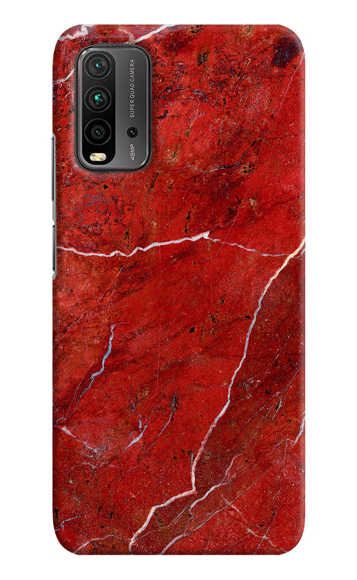 Red Marble Design Redmi 9 Power Hard Case Back Cover by Casekaro
