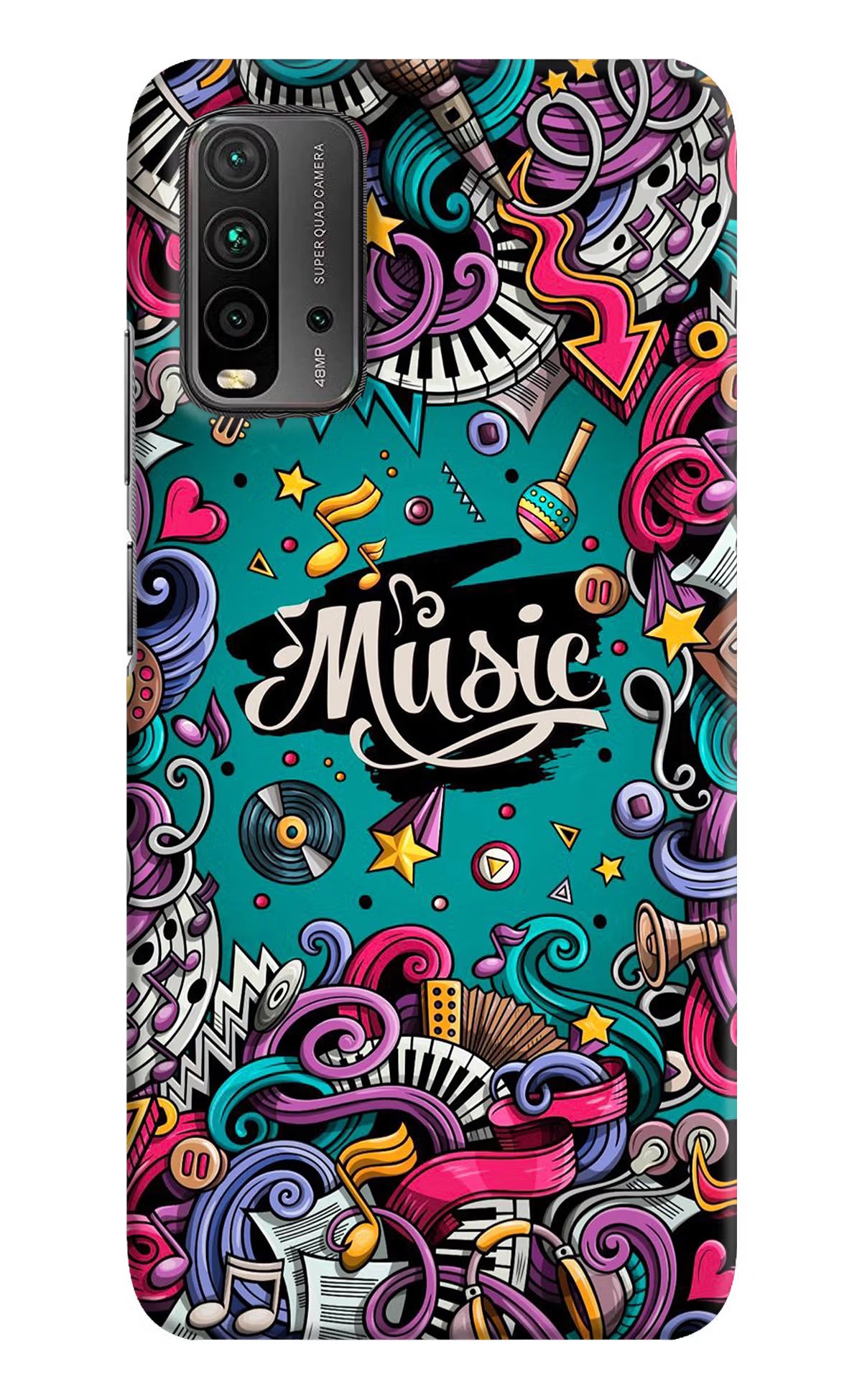 Music Graffiti Redmi 9 Power Hard Case Back Cover by Casekaro