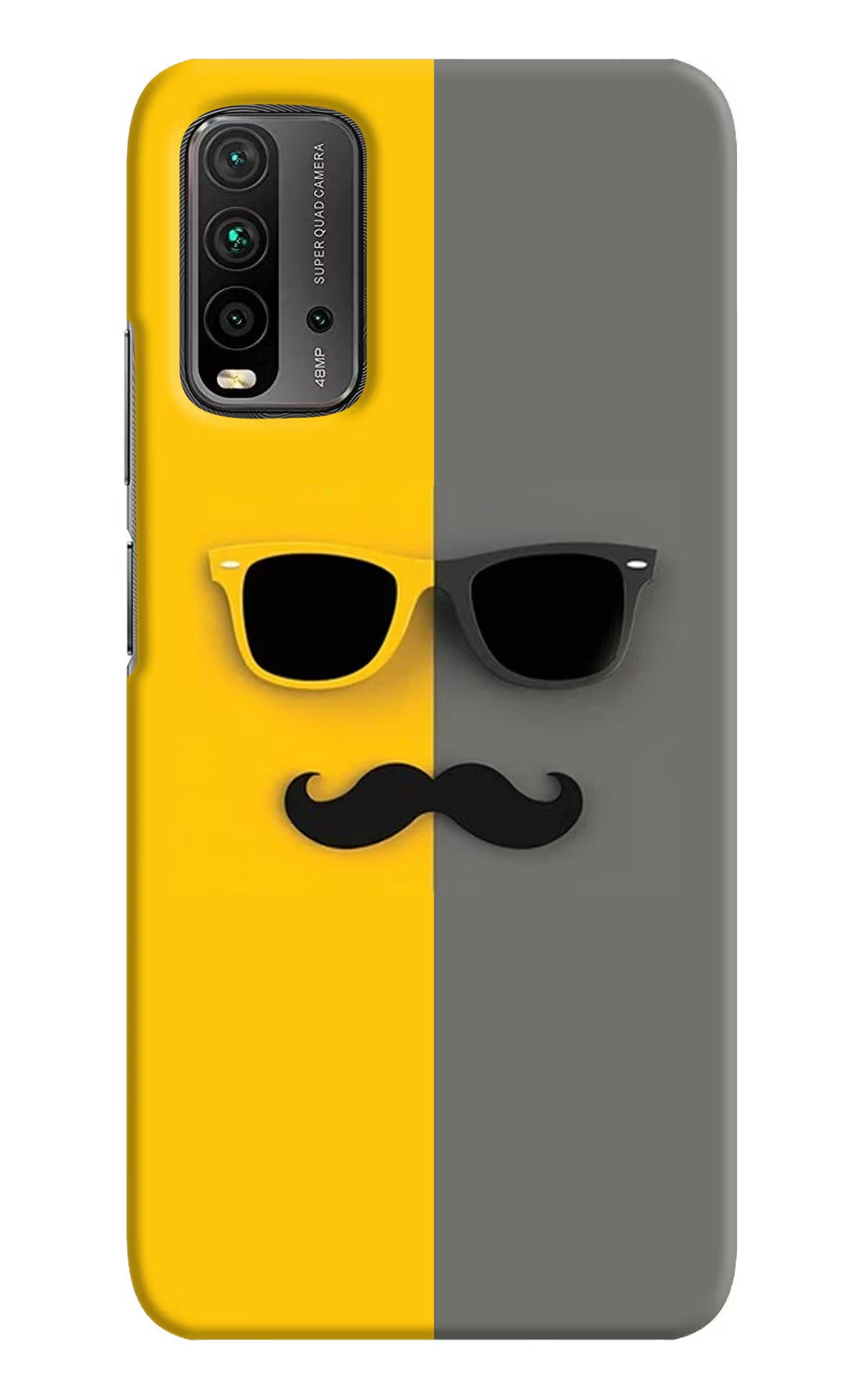 Sunglasses with Mustache Redmi 9 Power Hard Case Back Cover by Casekaro