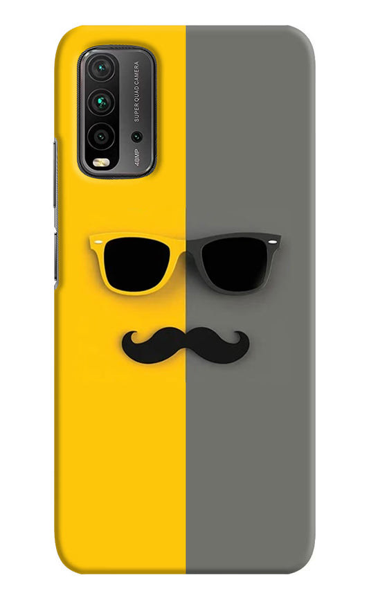 Sunglasses with Mustache Redmi 9 Power Hard Case Back Cover by Casekaro
