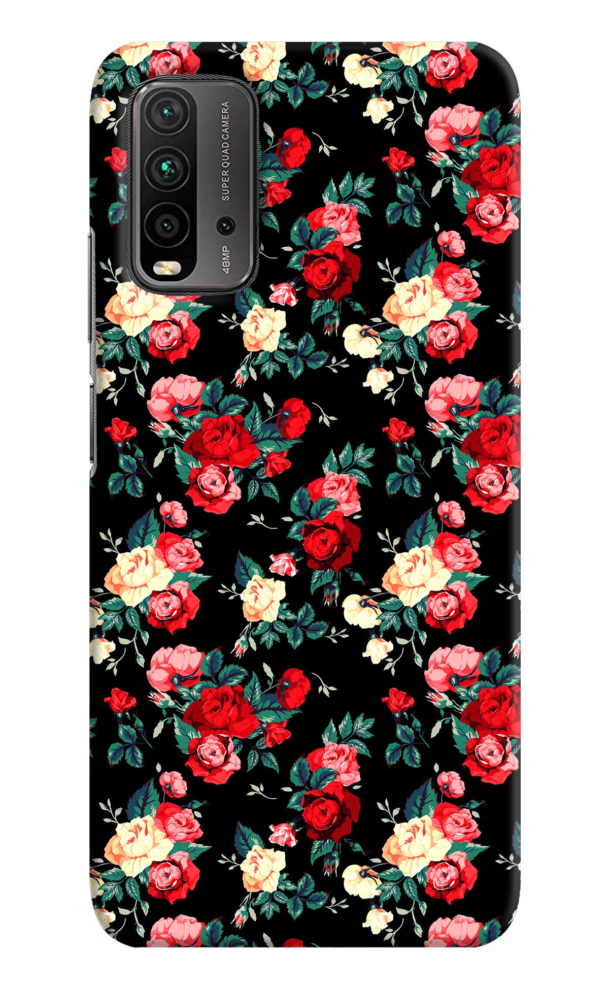 Rose Pattern Redmi 9 Power Hard Case Back Cover by Casekaro