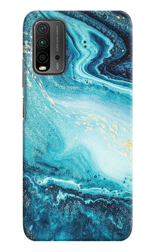 Blue Glitter Marble Redmi 9 Power Hard Case Back Cover by Casekaro