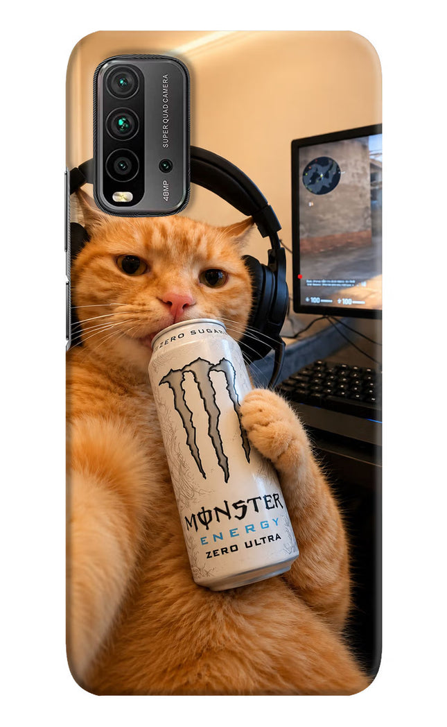 Gamer Cat Energy Redmi 9 Power Hard Case Back Cover by Casekaro