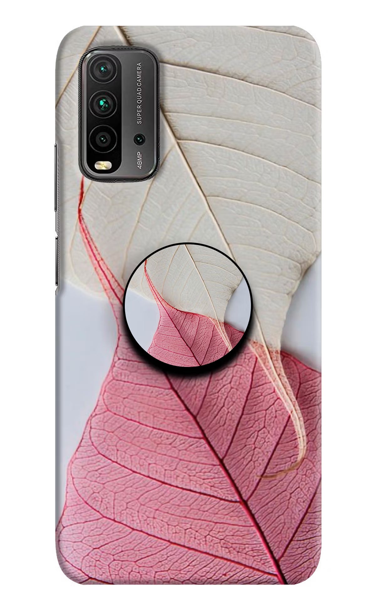White Pink Leaf Redmi 9 Power Pop Case by Casekaro