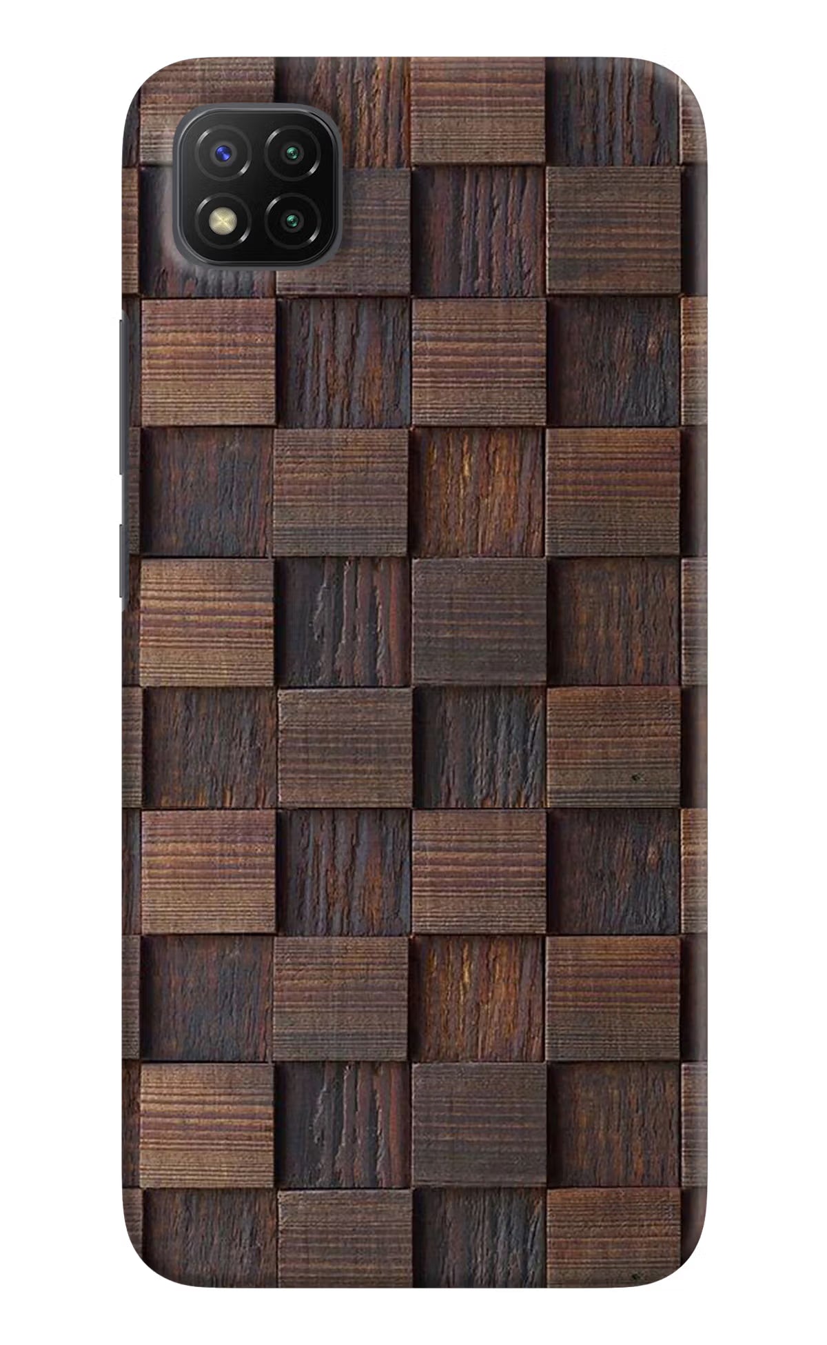 Wooden Cube Design Poco C3 Hard Case Back Cover by Casekaro