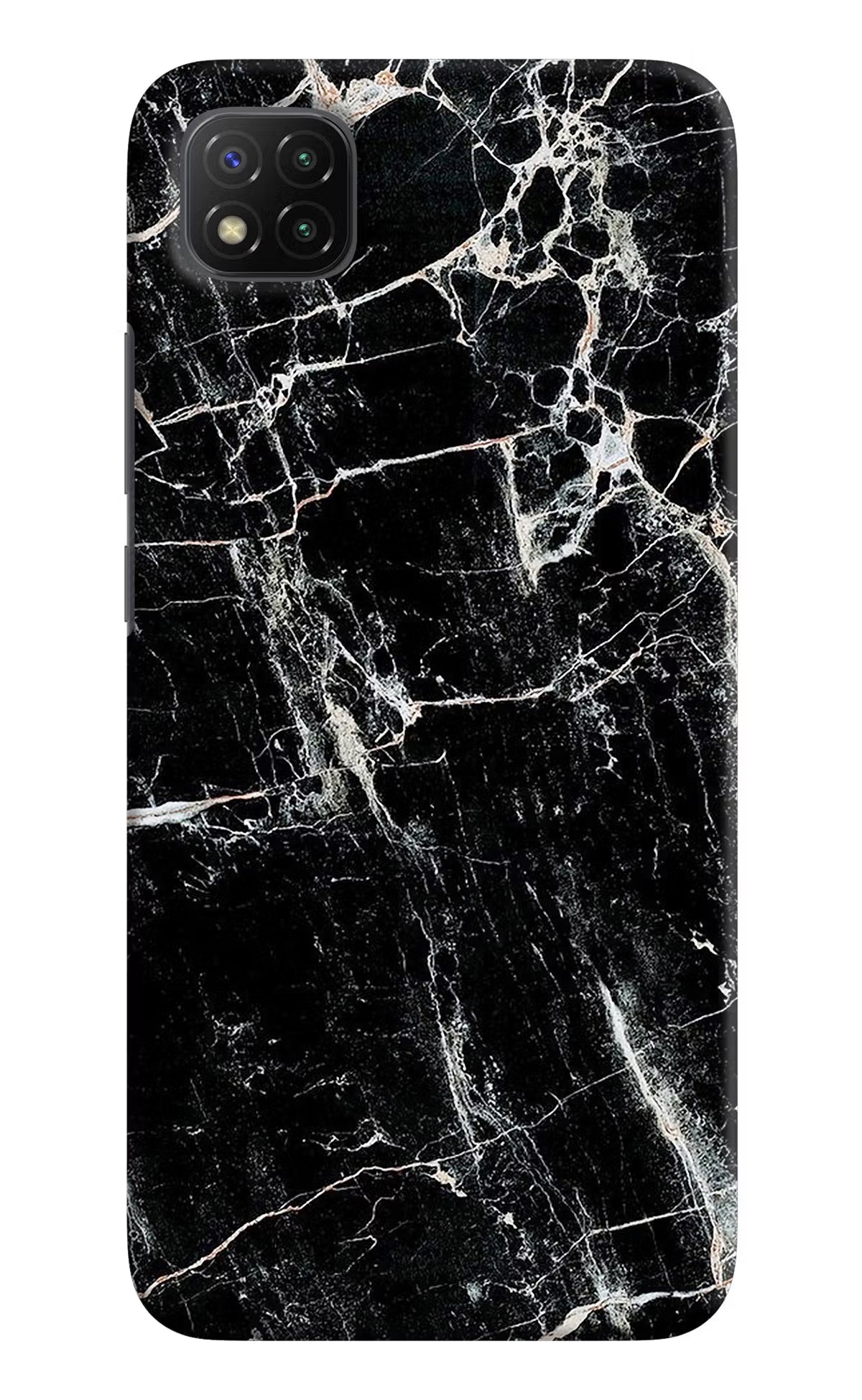 Black Marble Texture Poco C3 Hard Case Back Cover by Casekaro