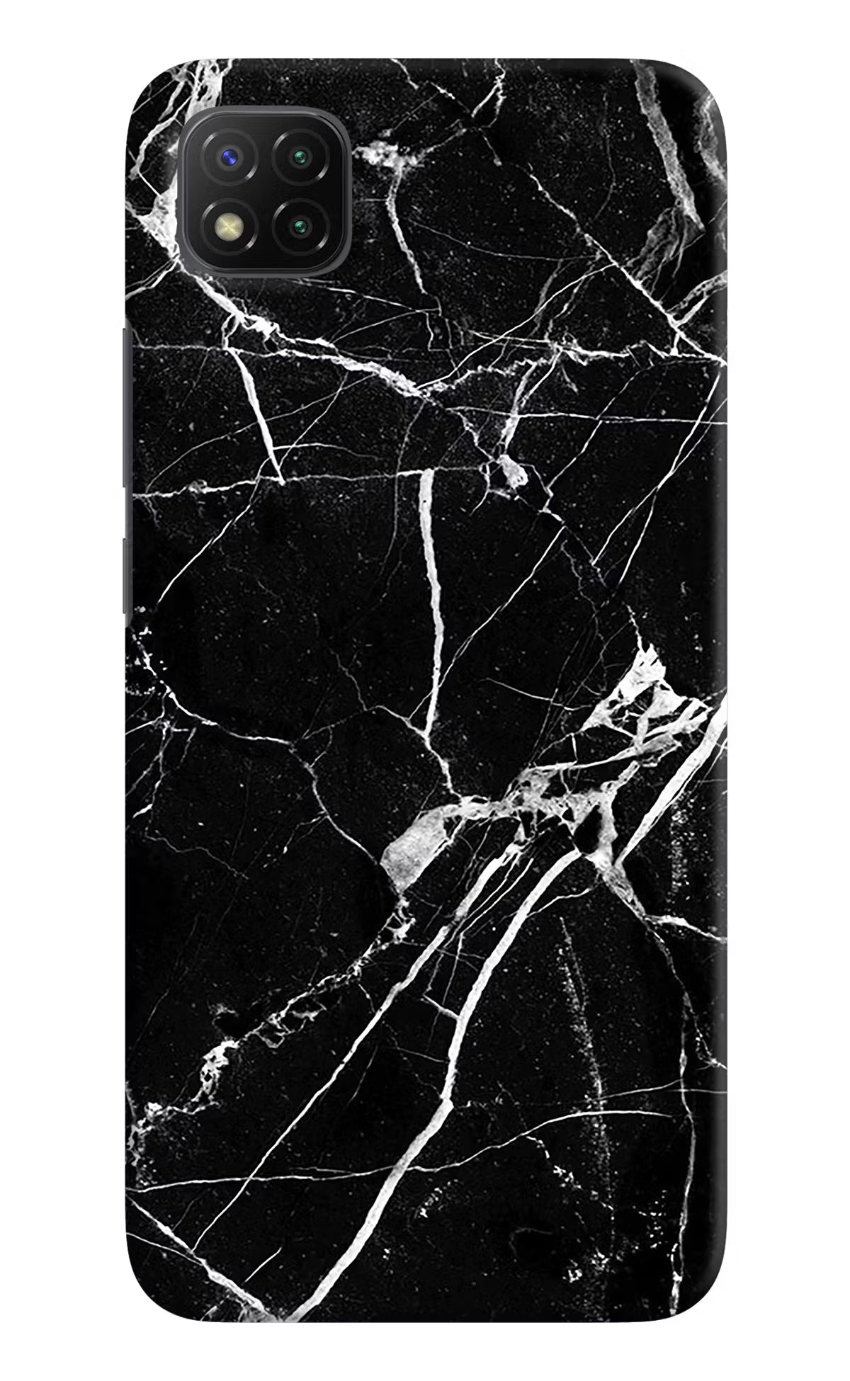 Black Marble Pattern Poco C3 Hard Case Back Cover by Casekaro