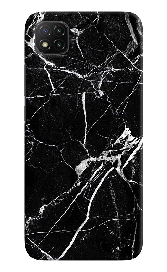 Black Marble Pattern Poco C3 Hard Case Back Cover by Casekaro