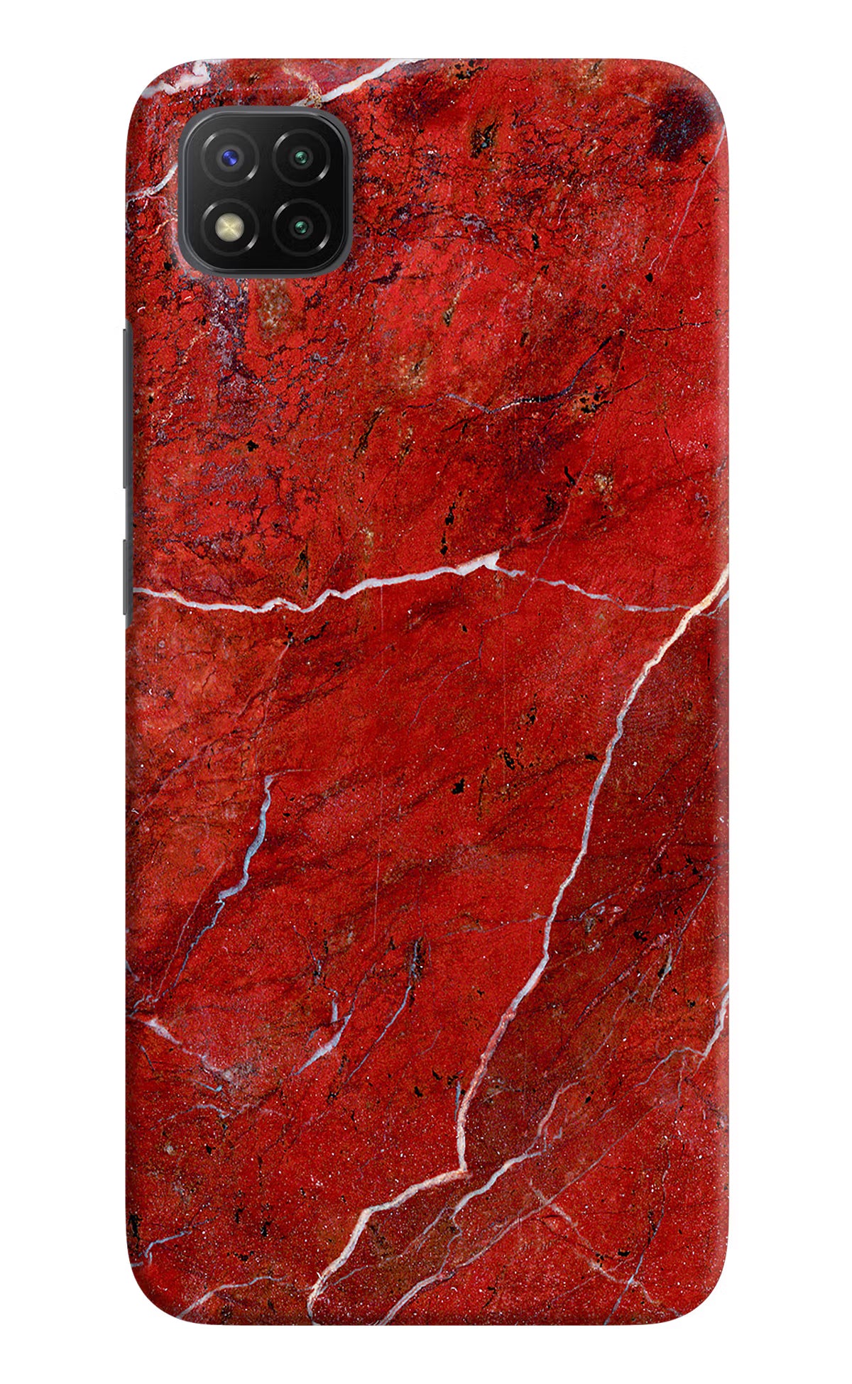 Red Marble Design Poco C3 Hard Case Back Cover by Casekaro