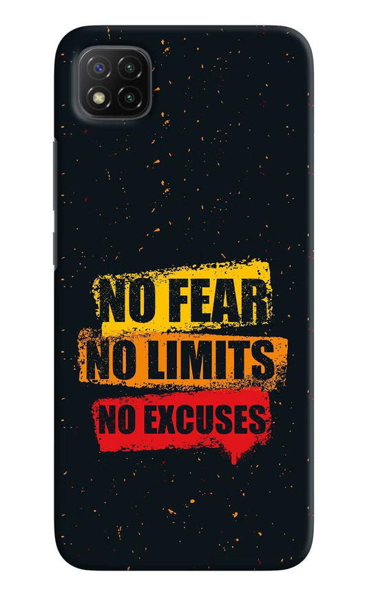 No Fear No Limits No Excuse Poco C3 Hard Case Back Cover by Casekaro