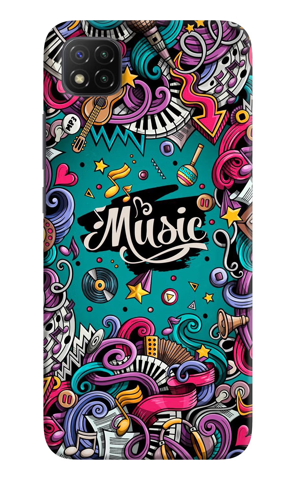 Music Graffiti Poco C3 Hard Case Back Cover by Casekaro