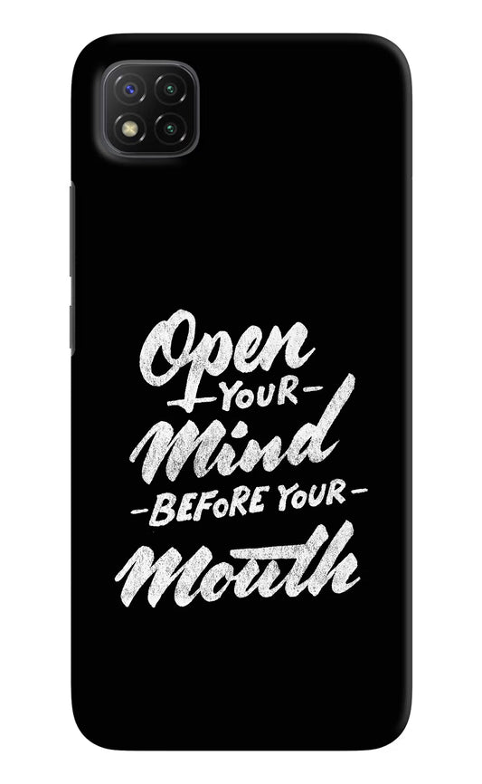 Open Your Mind Before Your Mouth Poco C3 Hard Case Back Cover by Casekaro