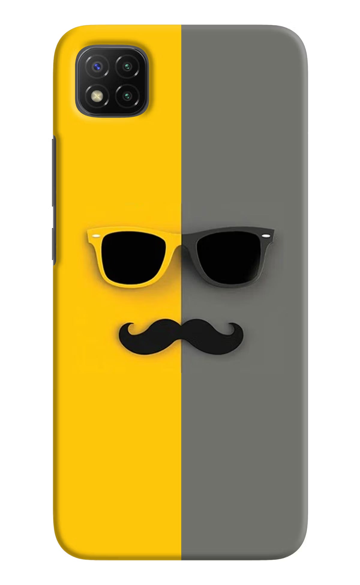 Sunglasses with Mustache Poco C3 Hard Case Back Cover by Casekaro