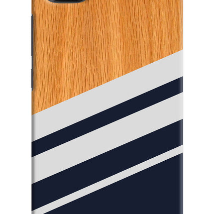 Blue and white wooden Poco C3 Hard Case Back Cover by Casekaro