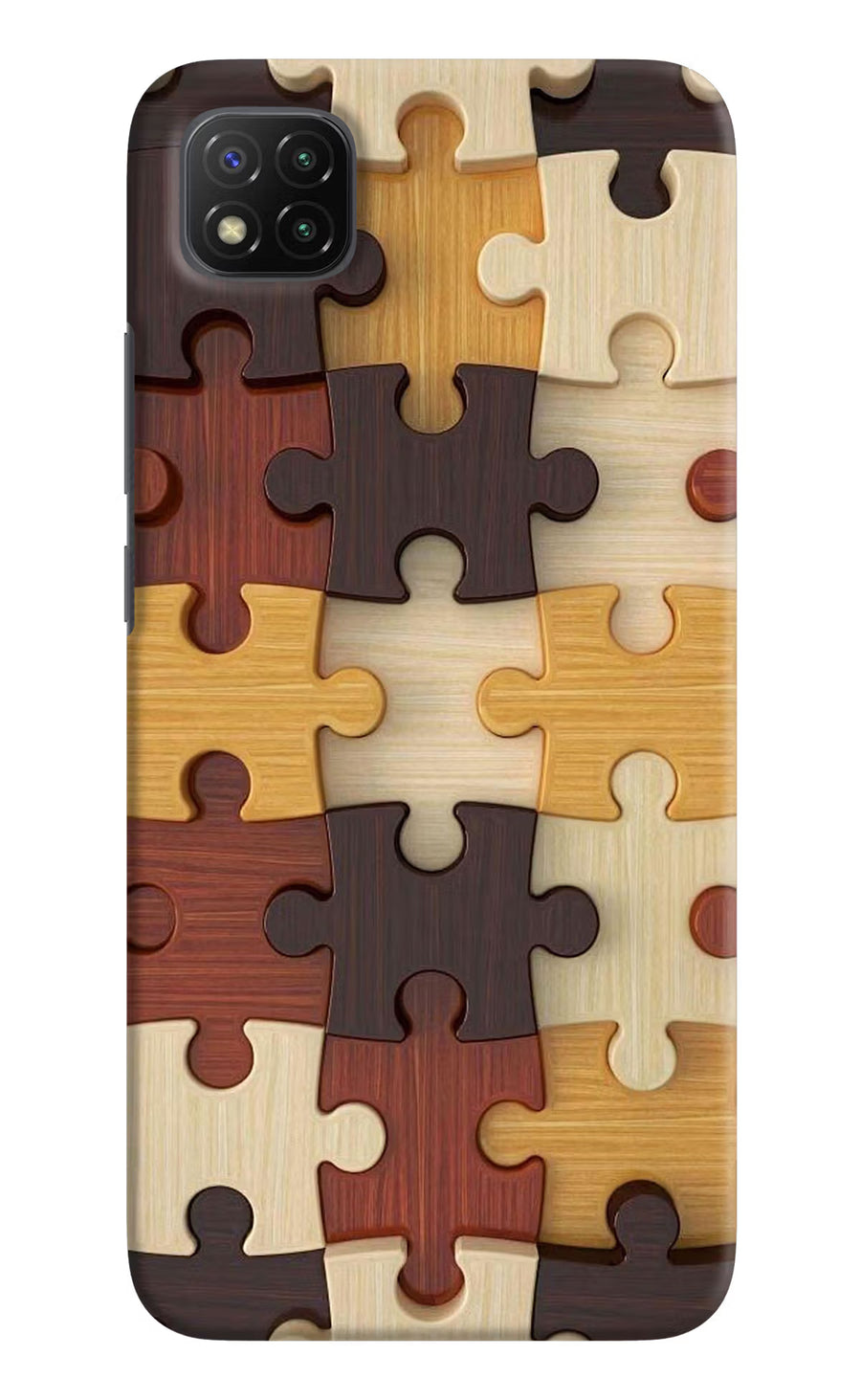 Wooden Puzzle Poco C3 Back Cover, Hard case
