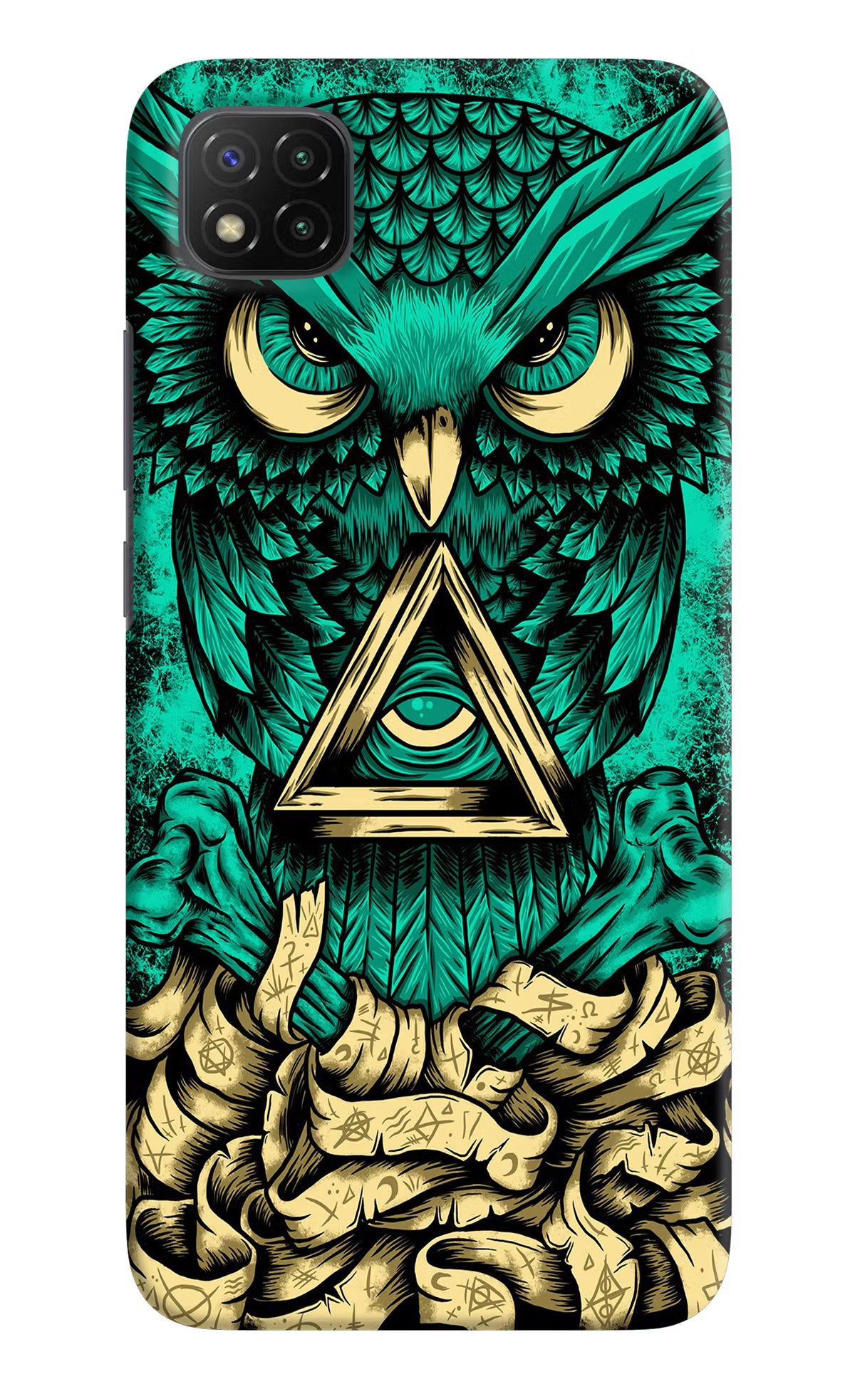 Green Owl Poco C3 Hard Case Back Cover by Casekaro