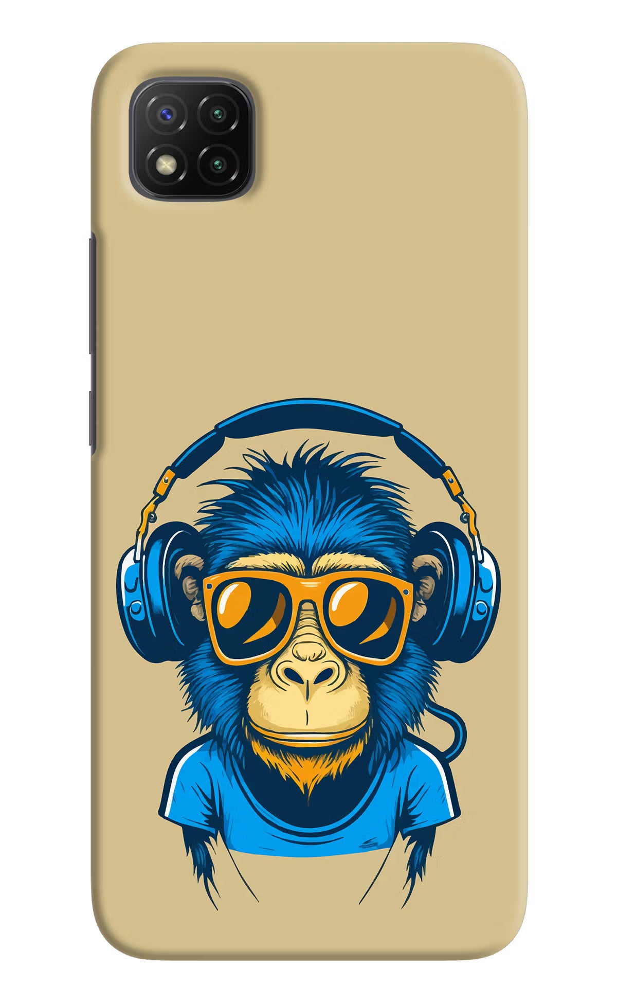 Monkey Headphone Poco C3 Hard Case Back Cover by Casekaro