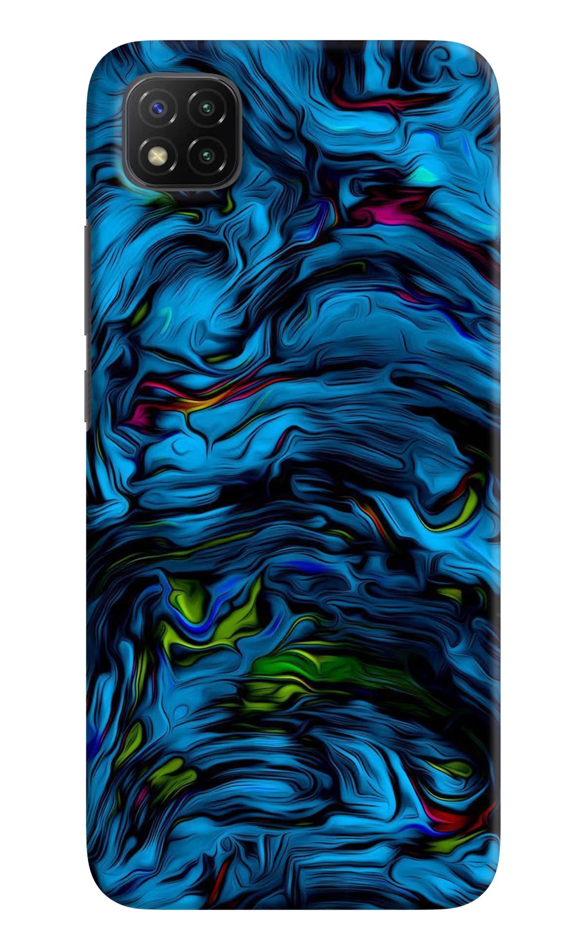 Dark Blue Abstract Poco C3 Hard Case Back Cover by Casekaro
